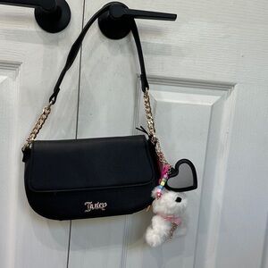 Juicy Couture Black Faux Leather Bag with Logo Lining
